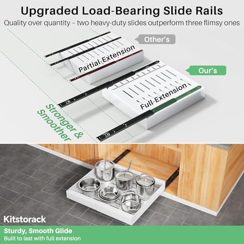 Kitstorack Pull Out Cabinet Organizer | Extendable Metal Sliding Drawer
