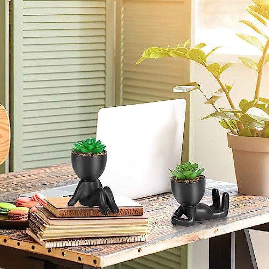 Artificial Succulents – 2PCS Mini Faux Plants in Ceramic Pots