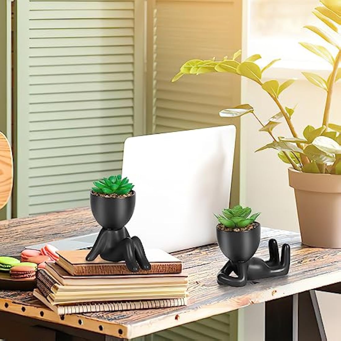 Artificial Succulents – 2PCS Mini Faux Plants in Ceramic Pots