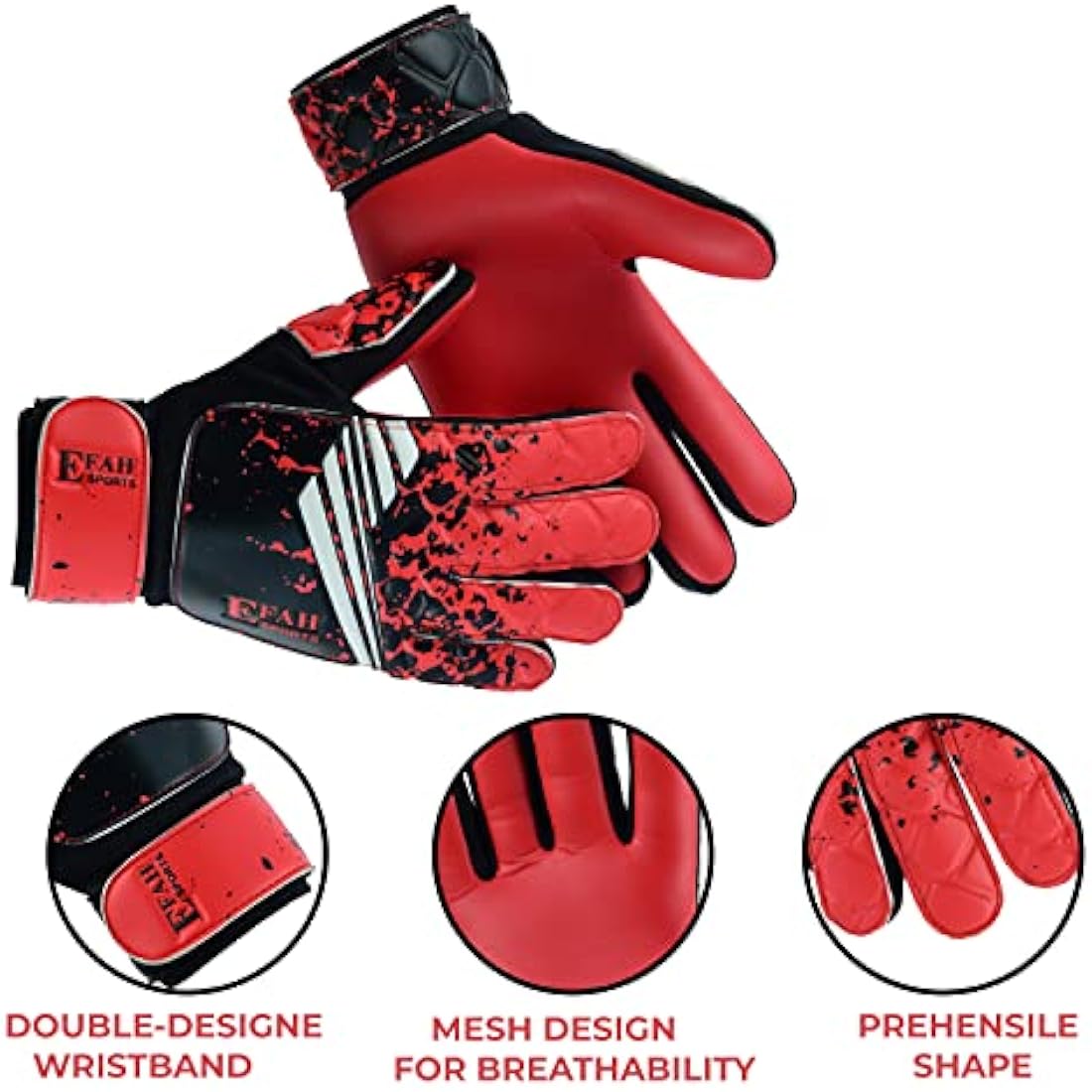 EFAH SPORTS Kids Soccer Goalkeeper Gloves – Youth Goalie Super Grip