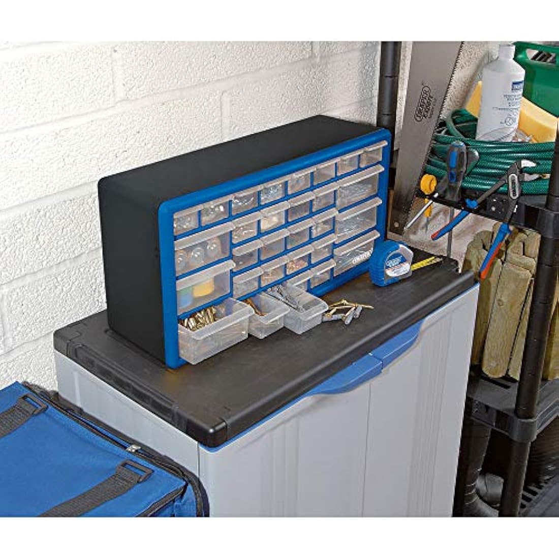 Draper 30 Drawer Plastic Tool Storage Unit | Wall Mountable Organiser