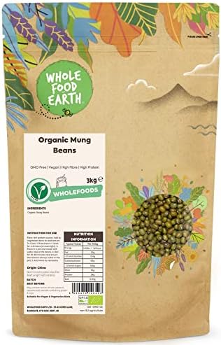 Wholefood Earth Organic Mung Beans – 3kg High Protein Vegan Legumes