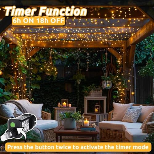 Dekofun 2-Pack 600 LED Curtain Fairy Lights | 6m x 3m Waterproof String