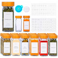 Fix Space 24-Piece Glass Spice Jars with Bamboo Lids & 499 Labels