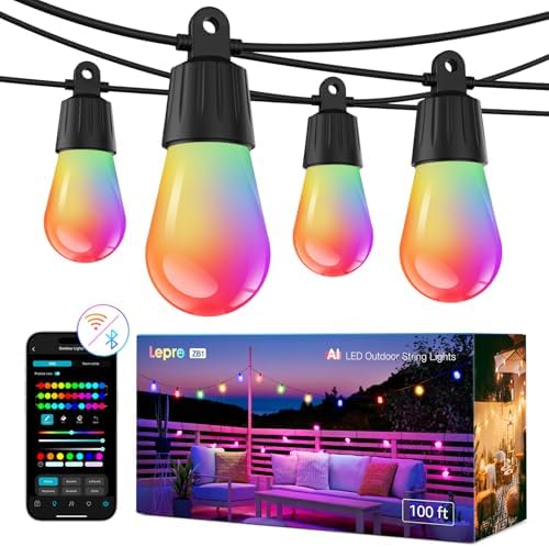 Lepro ZB1 Smart Outdoor String Lights | 30m RGB & Warm White AI Garden Lights