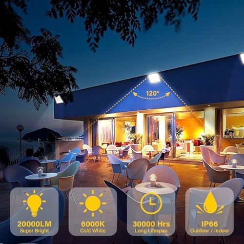 RIGIDON 200W LED Flood Light – 20000LM IP66 Waterproof Outdoor Security Light