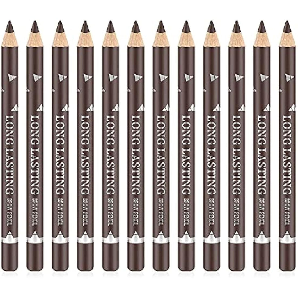 Go Ho 12-Piece Dark Brown Eyebrow and Eyeliner Pencil Set | Waterproof