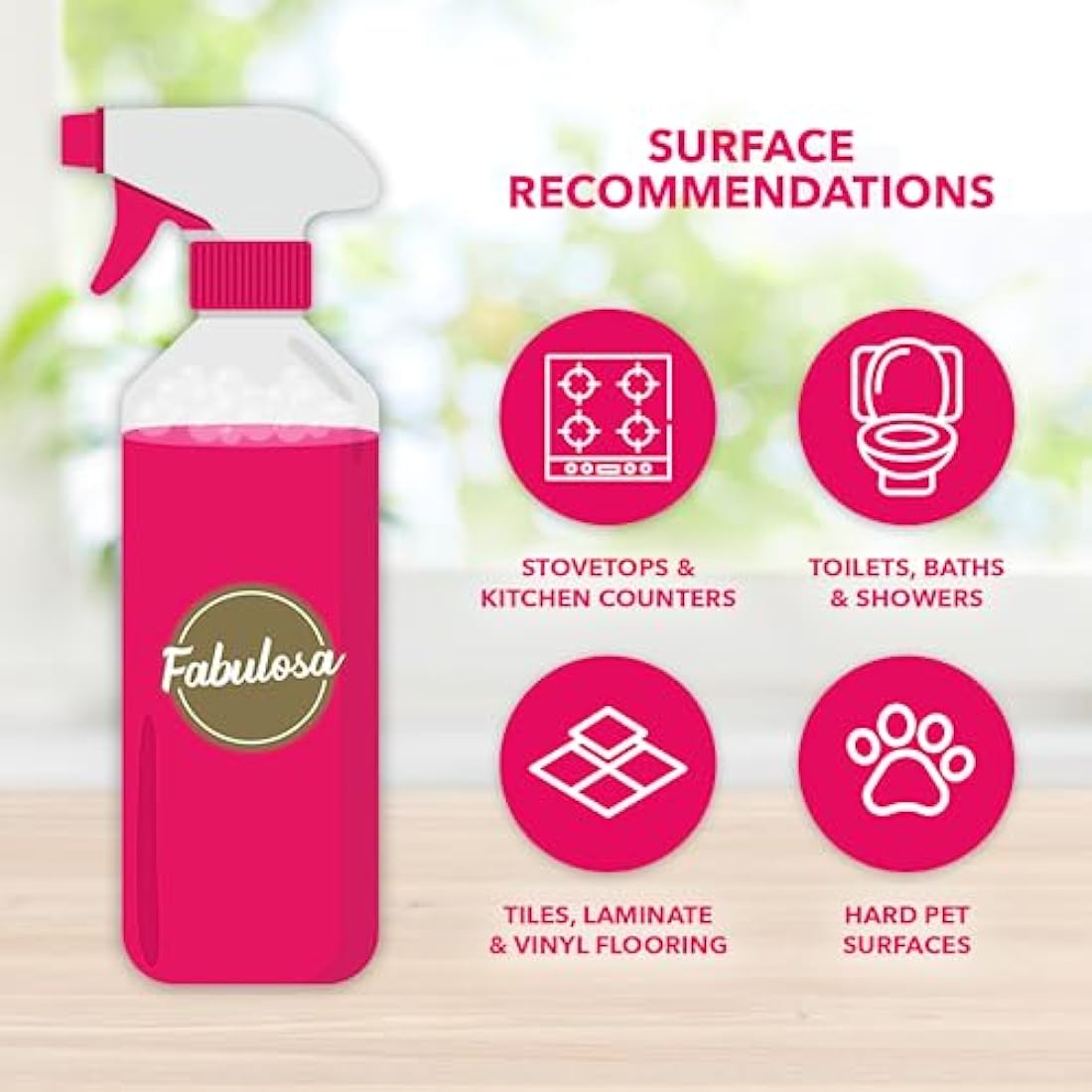 Fabulosa Antibacterial Kitchen Cleaner Spray, Winter Angel, 500ml - 9 Pack