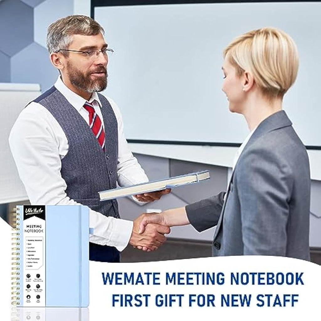 WEMATE Meeting Notebook | B5 PU Leather Business Planner – Light Blue