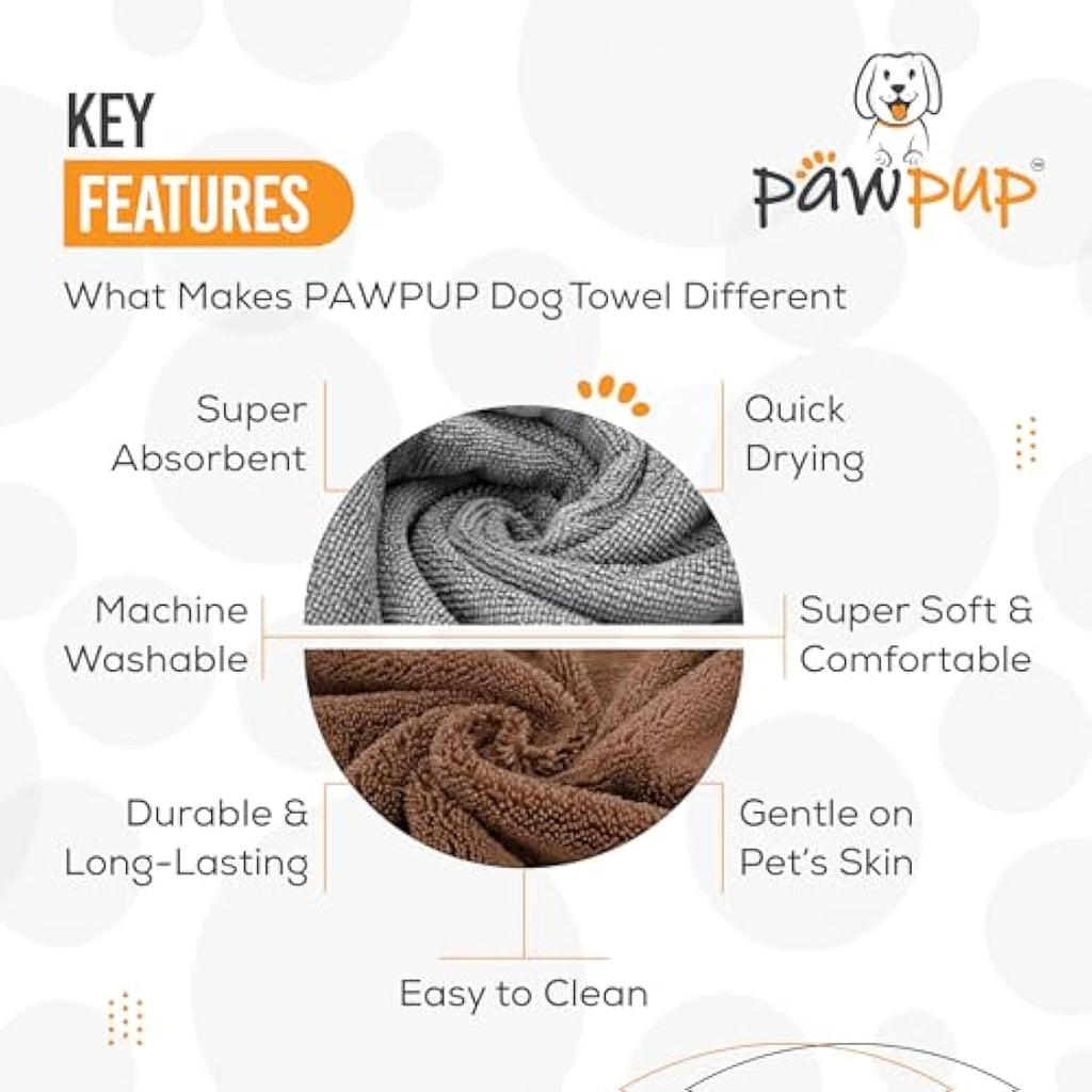 PAWPUP Super Absorbent Microfibre Dog Towels | 100x60cm Set of 2
