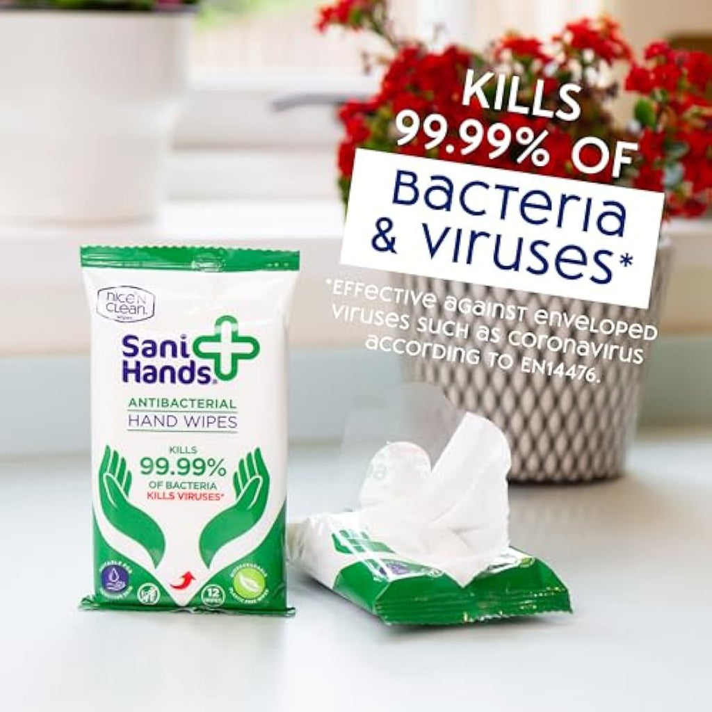 Sani Hands Antibacterial Hand Wipes – Biodegradable & Sensitive (480 Pack)