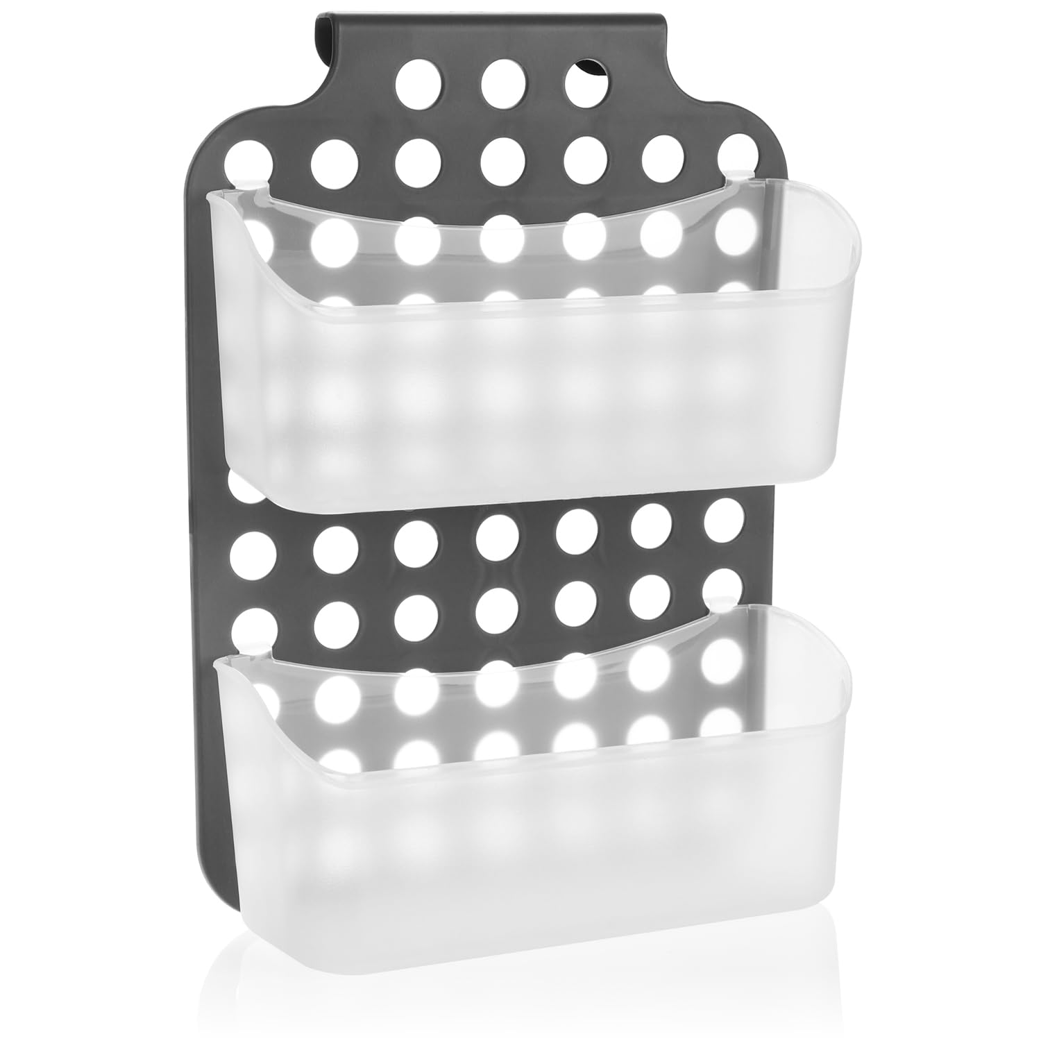 Gray Shower Caddy – 2-Tier Adjustable Hanging Basket