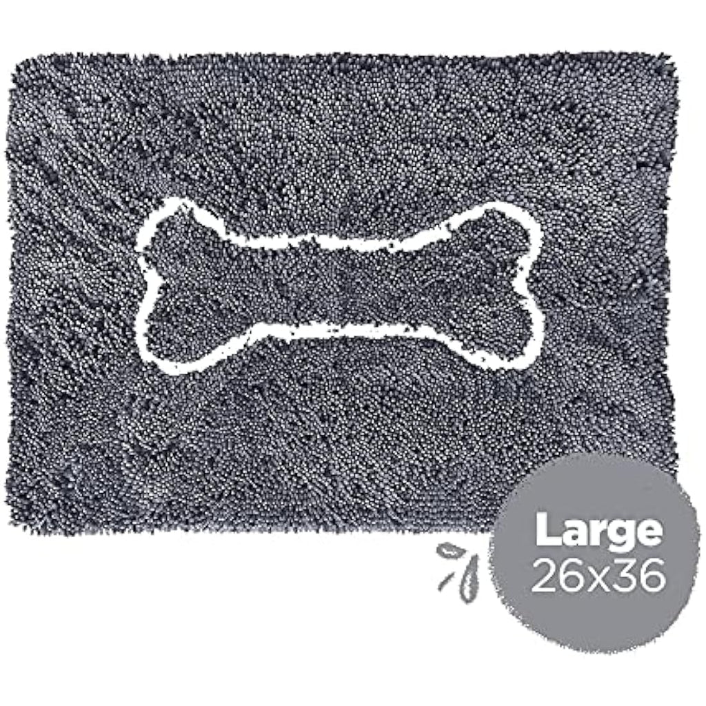 Microfiber Dog Doormat – Large 26x36 Grey/White Bone