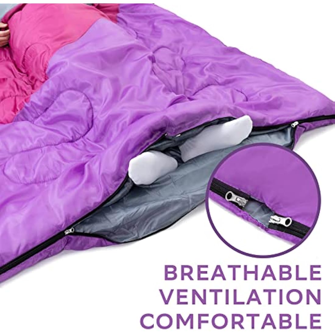 Jolof Store Double Sleeping Bag – 3 Season Lightweight with 2 Pillows