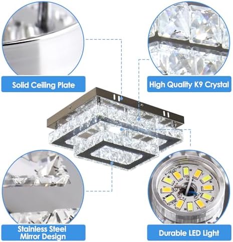 Modern Crystal LED Ceiling Light – Dimmable K9 Flush Mount