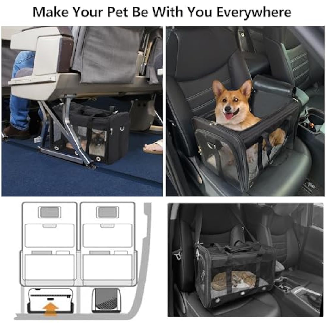 Dycietx Airline Approved Soft Sided Pet Carrier Bag for Cats and Dogs