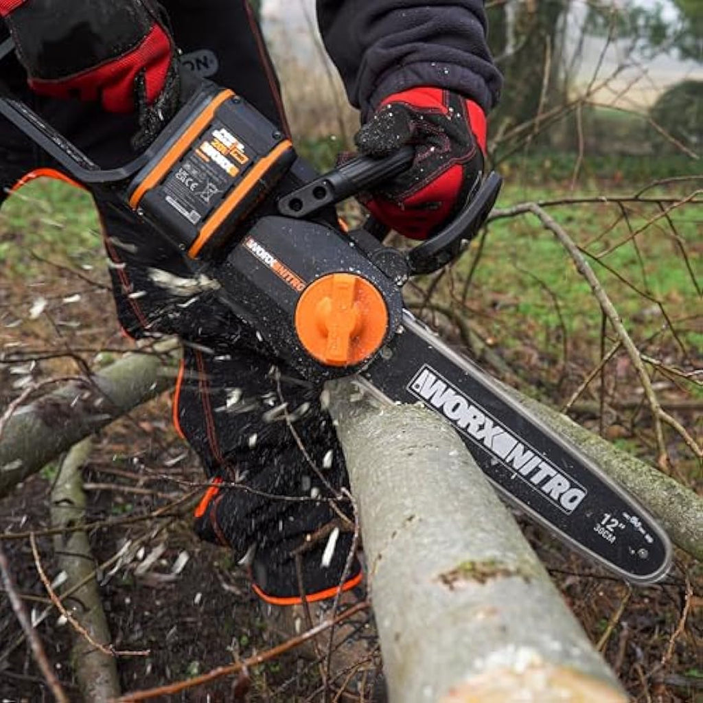 Worx 20V Cordless Brushless Chainsaw – 30cm Bar, Auto Lubrication (Bare Tool)