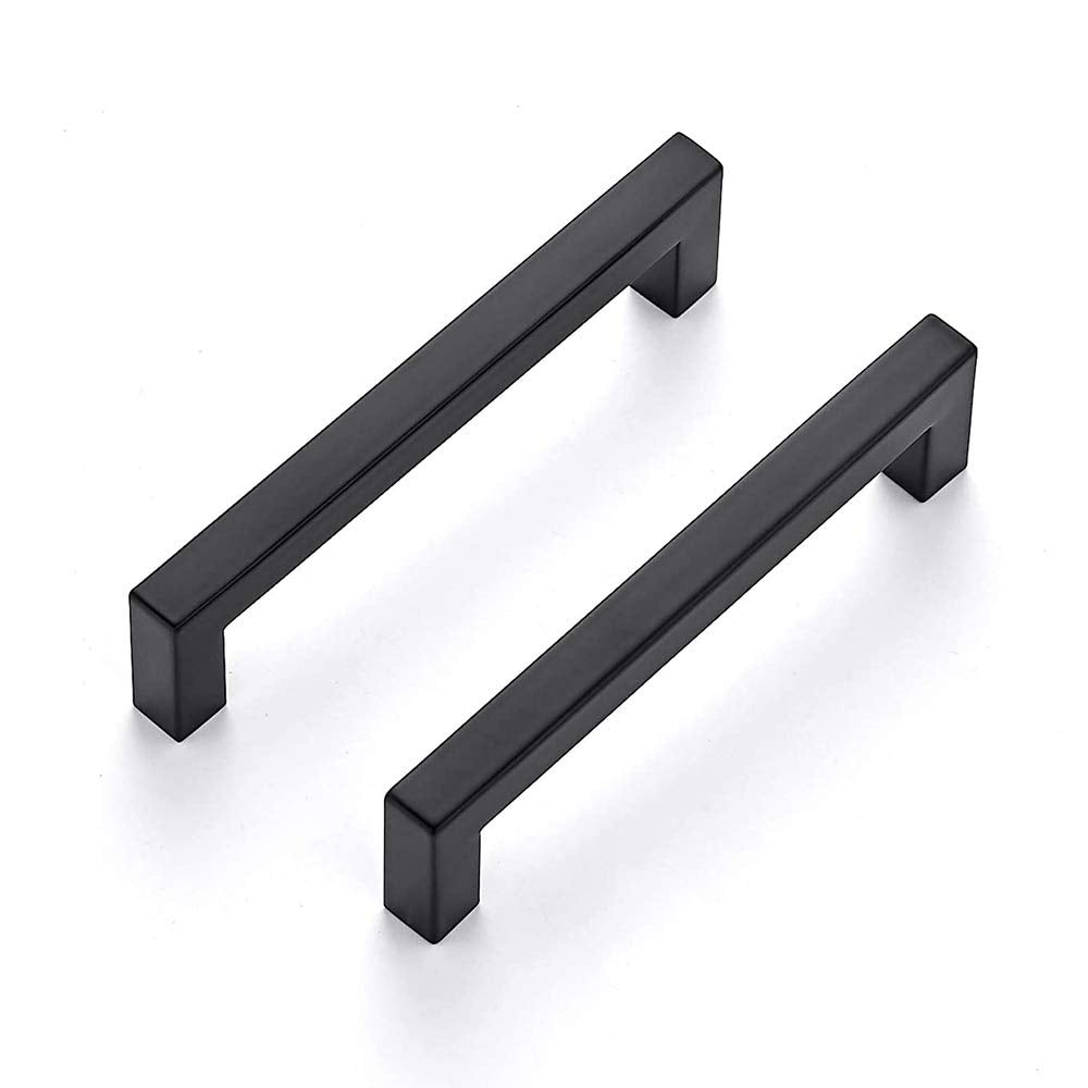 LONTAN Black Kitchen Cupboard Handles – 128mm Stainless Steel (10 Pack)