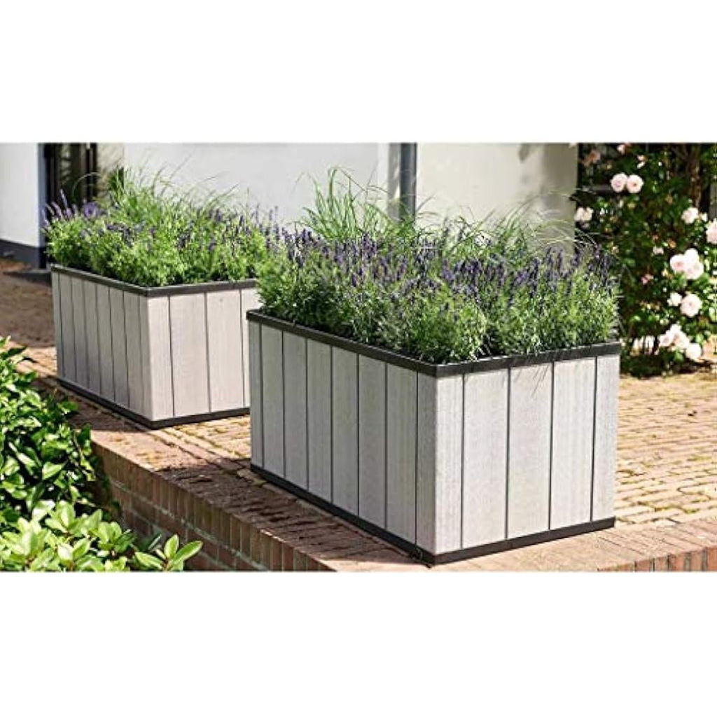 Keter Sequoia Grey Raised Bed – Mobile Self-Watering Planter, 88L