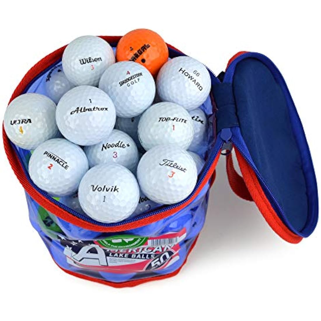 Recycled Lake Golf Balls with Reusable Carry Bag – 50 Pack
