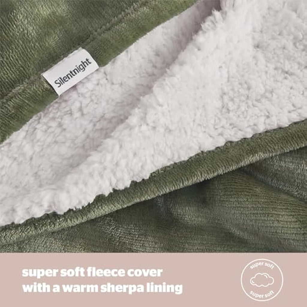 Silentnight Snugsie Giant Fleece Blanket – Reversible Sherpa Throw Green
