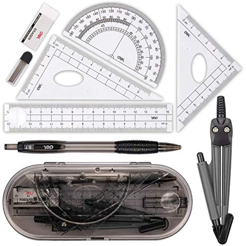 Jolof Store 10-Piece Geometry Math Set with Compass and Rulers