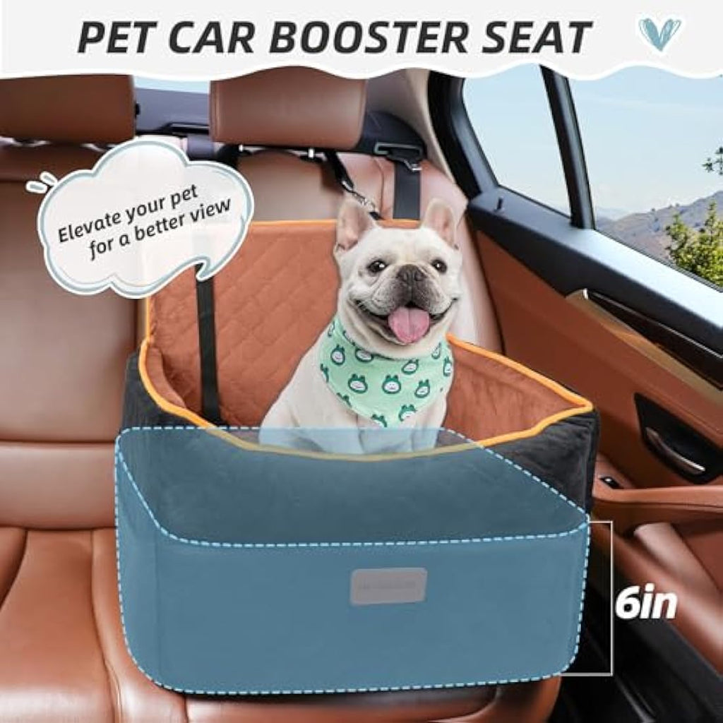 HEGGCOOE Memory Foam Dog Car Seat - Small/Medium Booster Bed - Black