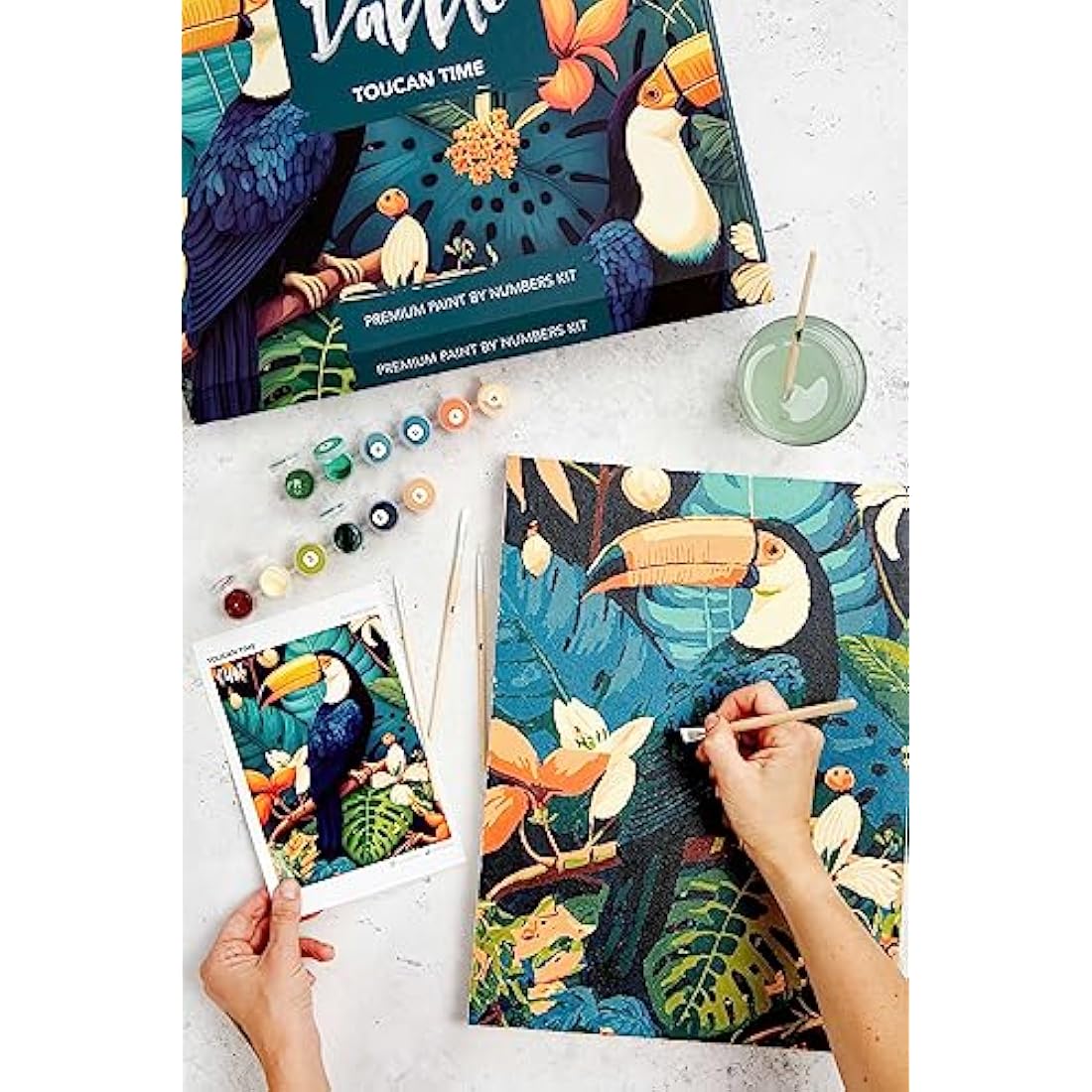 Dabble Paint by Numbers Kit for Adults - Floral Canvas with Wood Frame