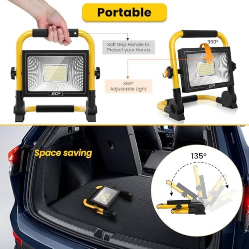 CLV 60W LED Work Light | 5200LM Portable Folding Floodlight | 5M Cable