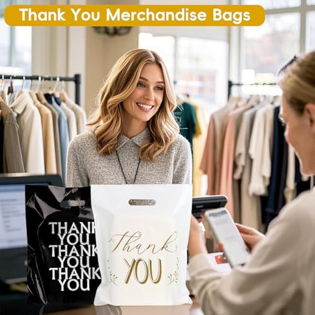 Thank You Carrier Bags | 100 Pack Retail Boutique Bags 30x38cm