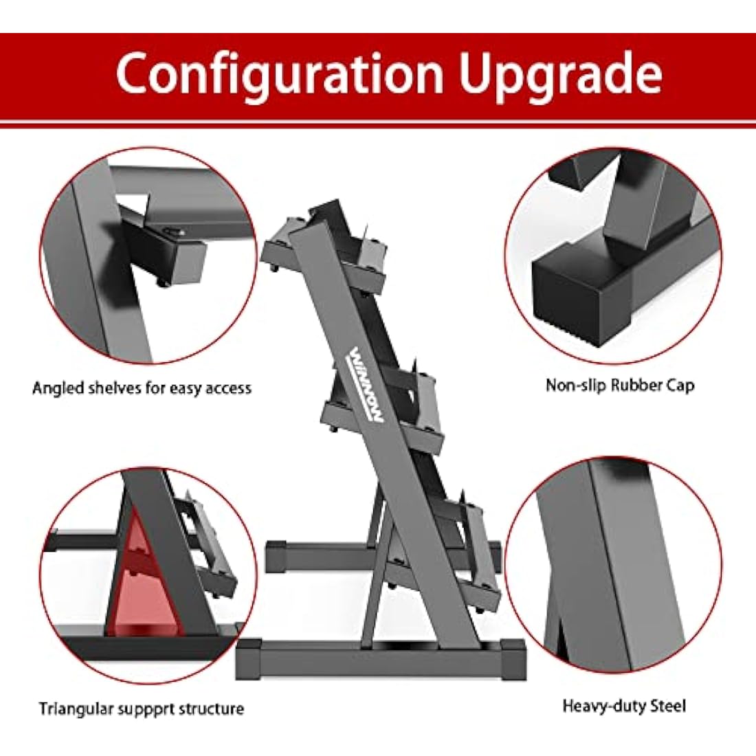 WINNOW 3-Tier Dumbbell Rack | 1000lb Capacity Steel Weight Storage