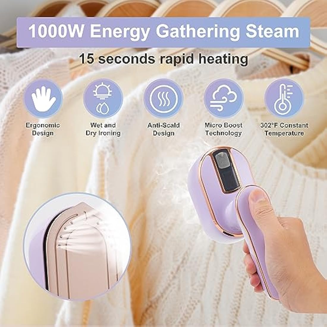 Jolof Store Foldable Travel Steam Iron – 1090W Handheld Mini Garment Steamer