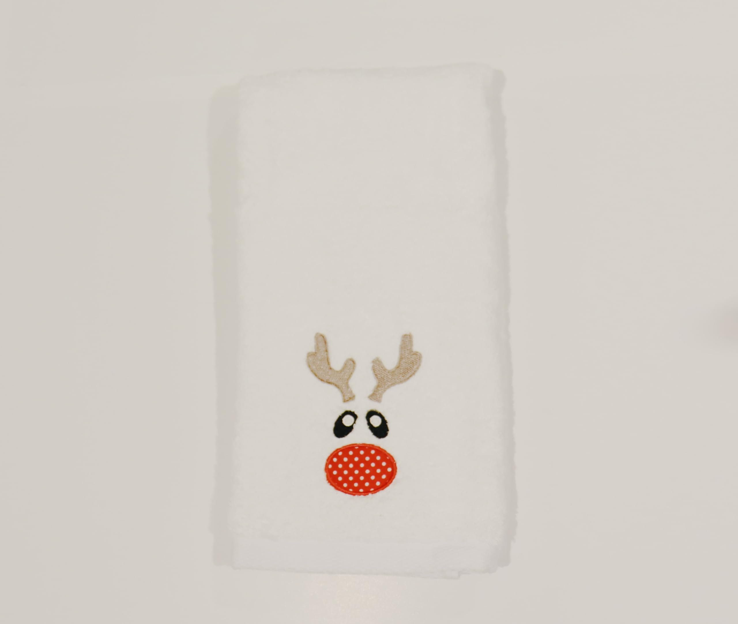 Lex's Linens Rudolph Christmas Embroidered Hand Towel | Turkish Cotton