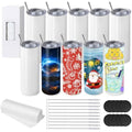 Jolof Store 20 oz Sublimation Tumblers | 10 Pack White Skinny Stainless Steel
