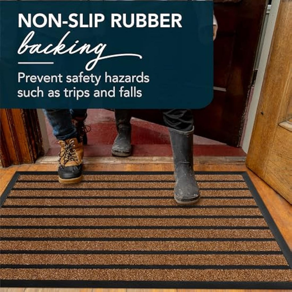 ubdyo Indoor Door Mat – Non-Slip Dirt Trapping Entryway Rug, Bright Brown