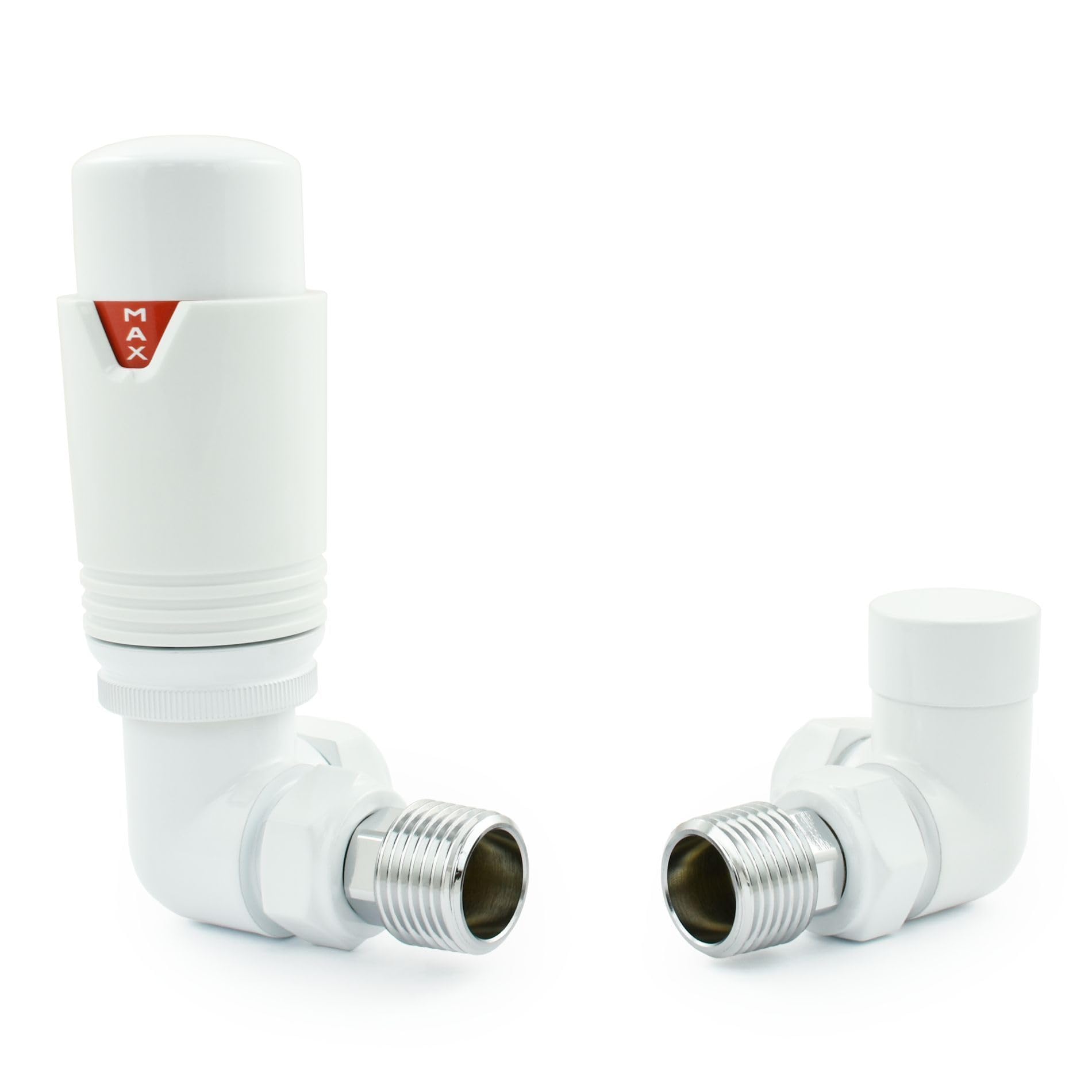 Jolof Store All-White Estuary Corner TRV Thermostatic Radiator Valve Pair