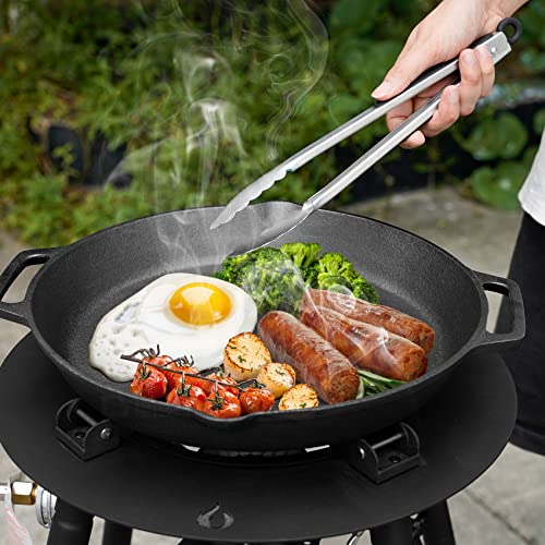 Onlyfire 13.8" Cast Iron BBQ Grill Pan – Pre-Seasoned Pizza & Frying Pan