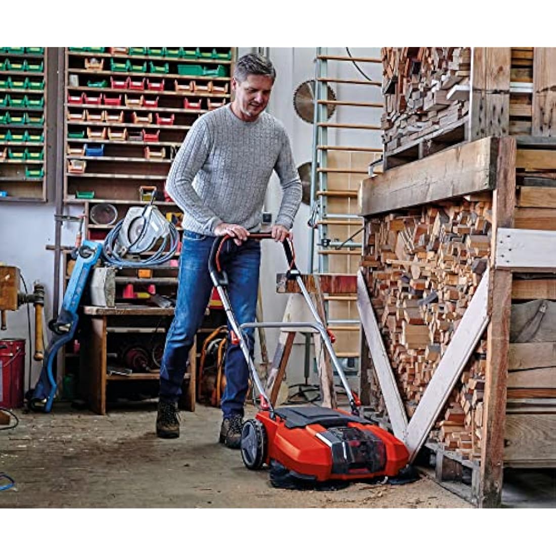 Einhell 18V Cordless Push Sweeper – 610mm Width Debris & Leaf Collector