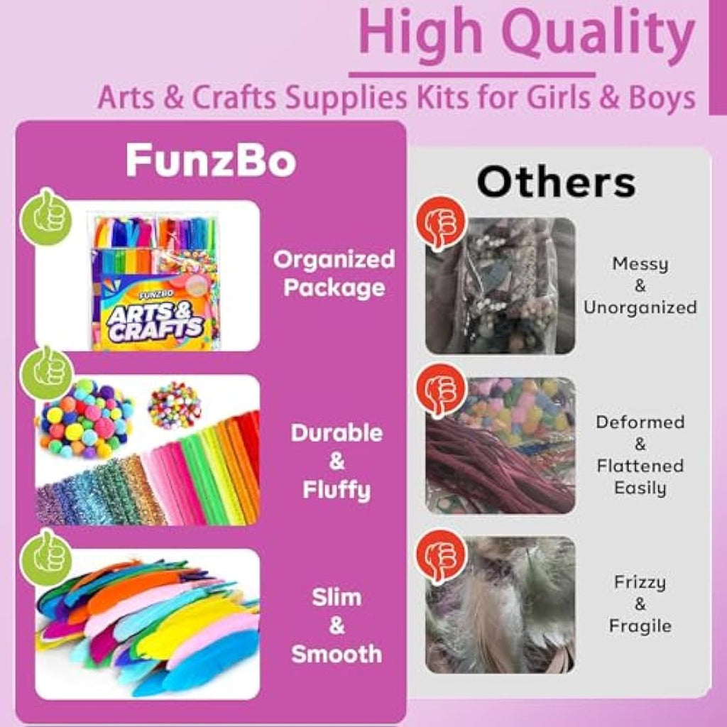 FunzBo 1200+ Pcs Arts and Crafts Supplies Kit for Kids – DIY Art Set