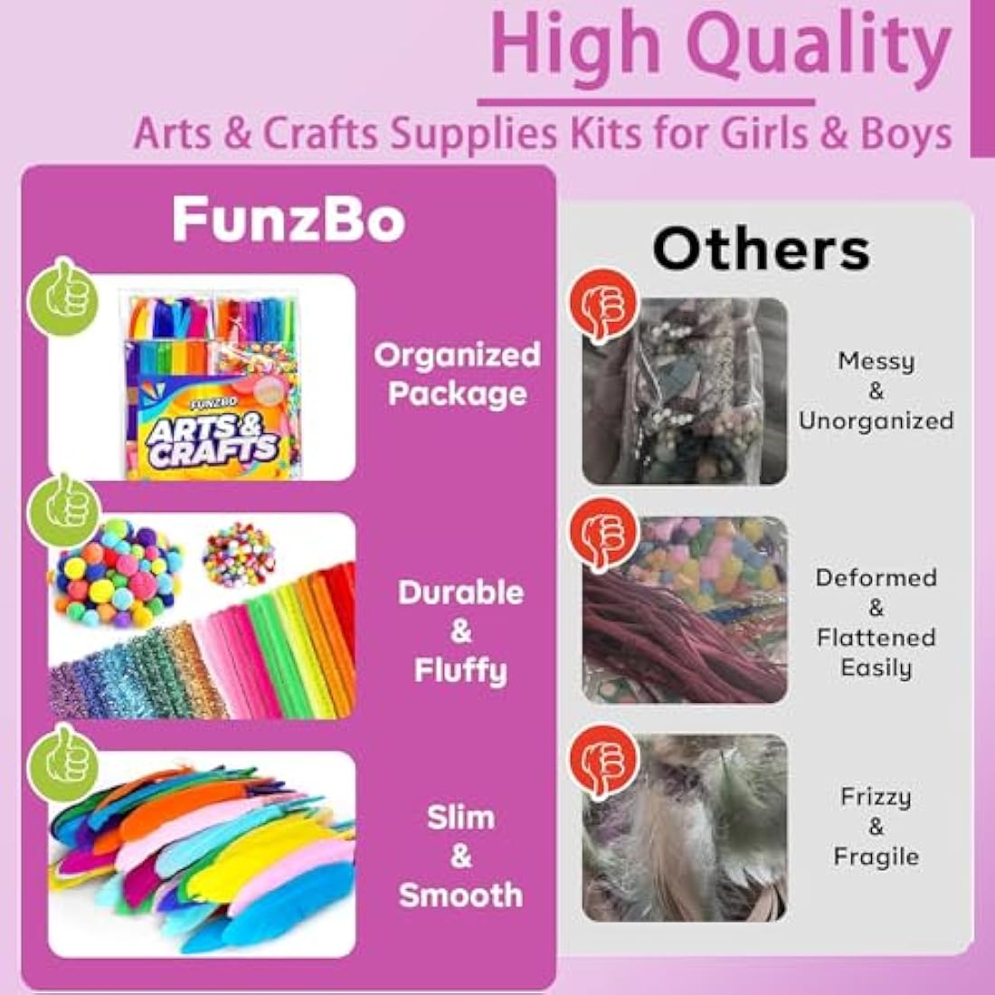 FunzBo 1200+ Pcs Arts and Crafts Supplies Kit for Kids – DIY Art Set