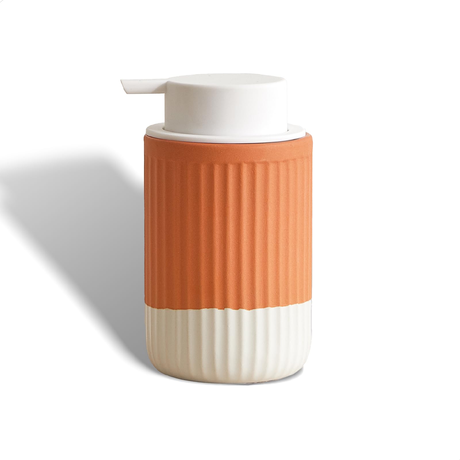 ABBI NIMO Foaming Soap Dispenser – 12oz Rippled Terracotta Ceramic Bottle