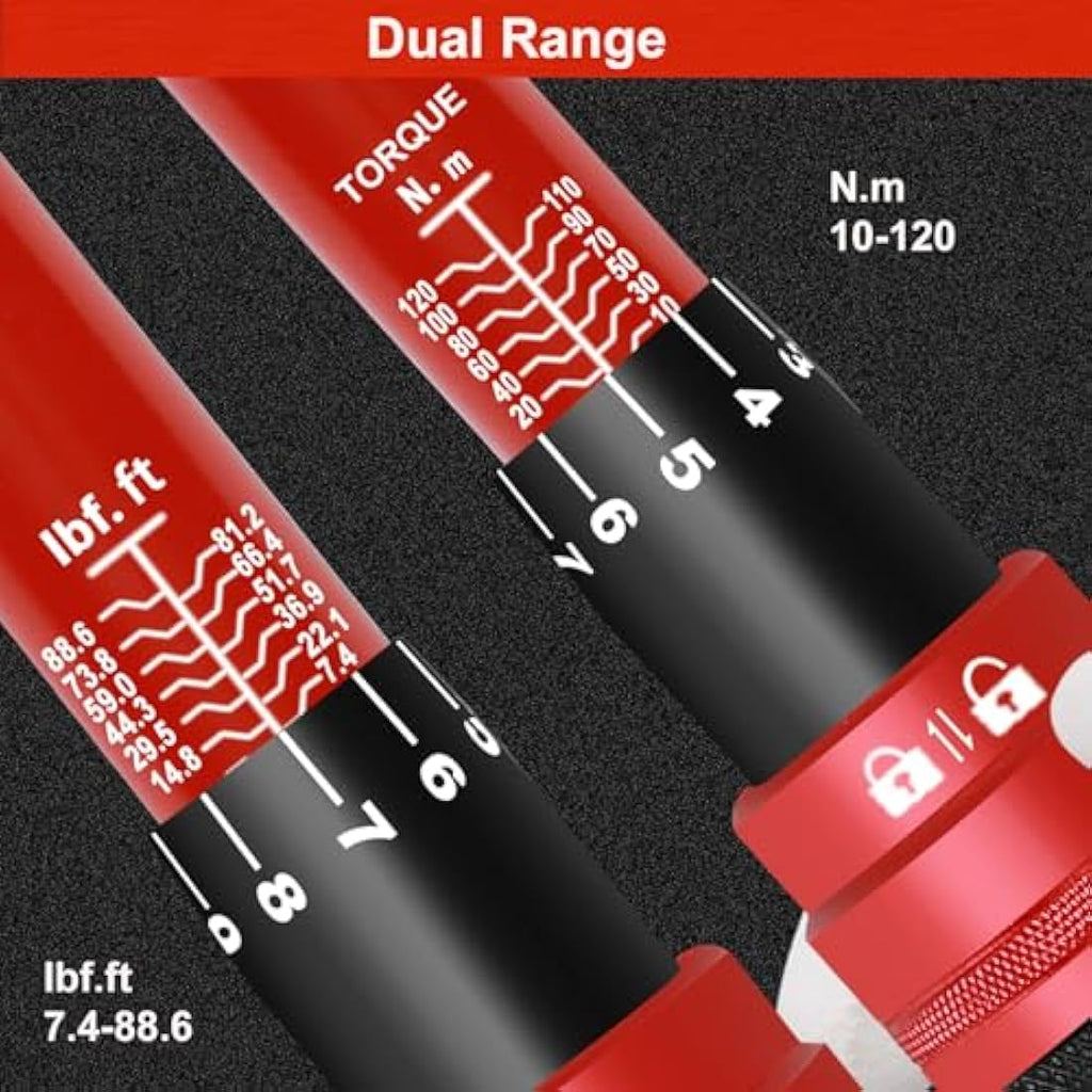 ATsafepro 3/8 Inch Drive Click Torque Wrench | 10-120 Nm Dual-Direction
