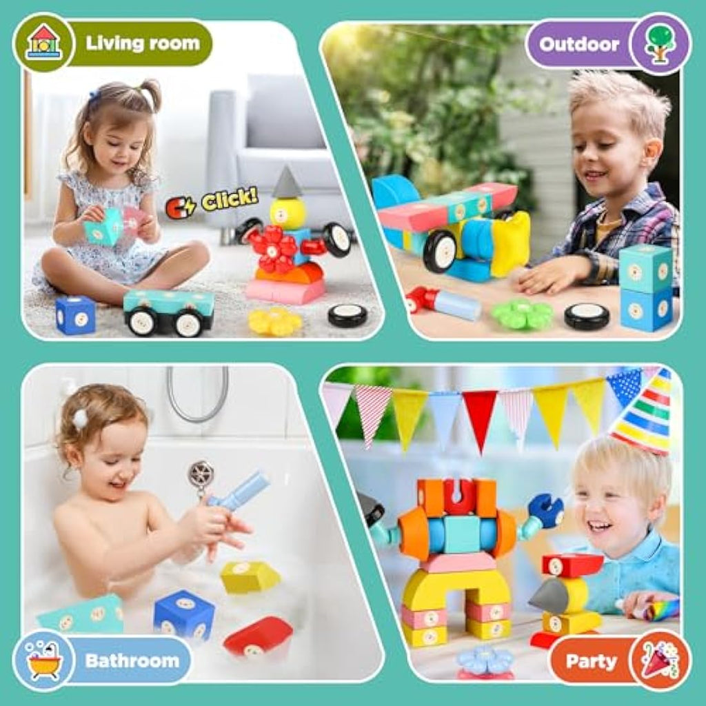 Jolof Store Magnetic Foam Blocks – 100pc STEM Sensory Castle Building Toys
