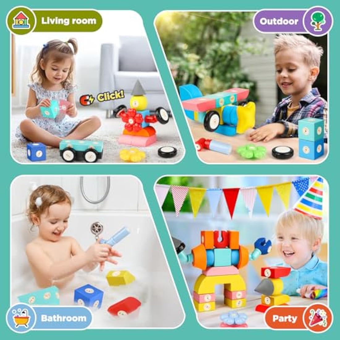 Jolof Store Magnetic Foam Blocks – 100pc STEM Sensory Castle Building Toys