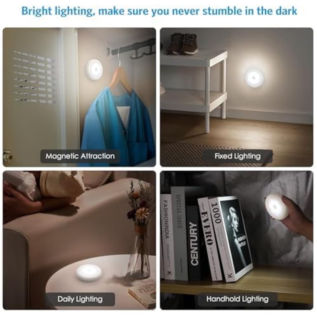 AMIR Motion Sensor Night Light – 3 Pack Battery Powered LED Closet Lights