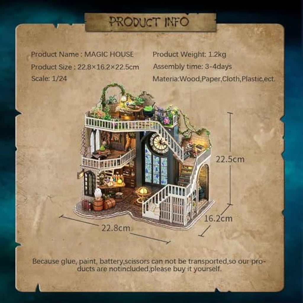 CUTEBEE Magic House DIY Miniature Dollhouse Kit with Dust Cover