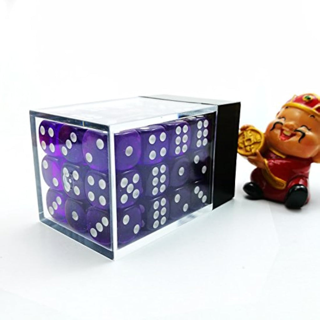 Bescon 12mm 6 Sided Dice Set | 36 Translucent Purple D6 with Box