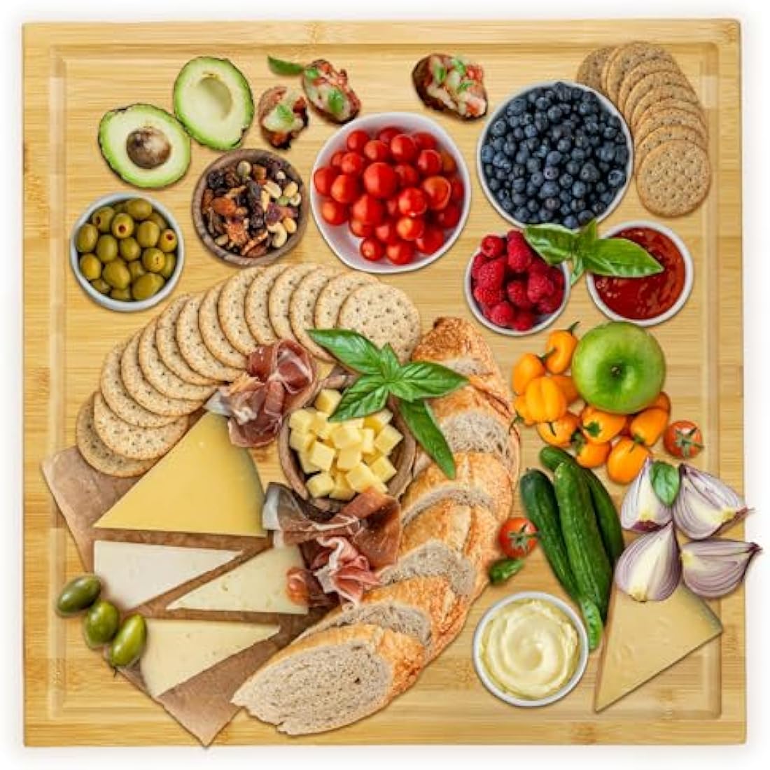 XL Bamboo Cutting Board – 50cm Butcher Block with Juice Groove