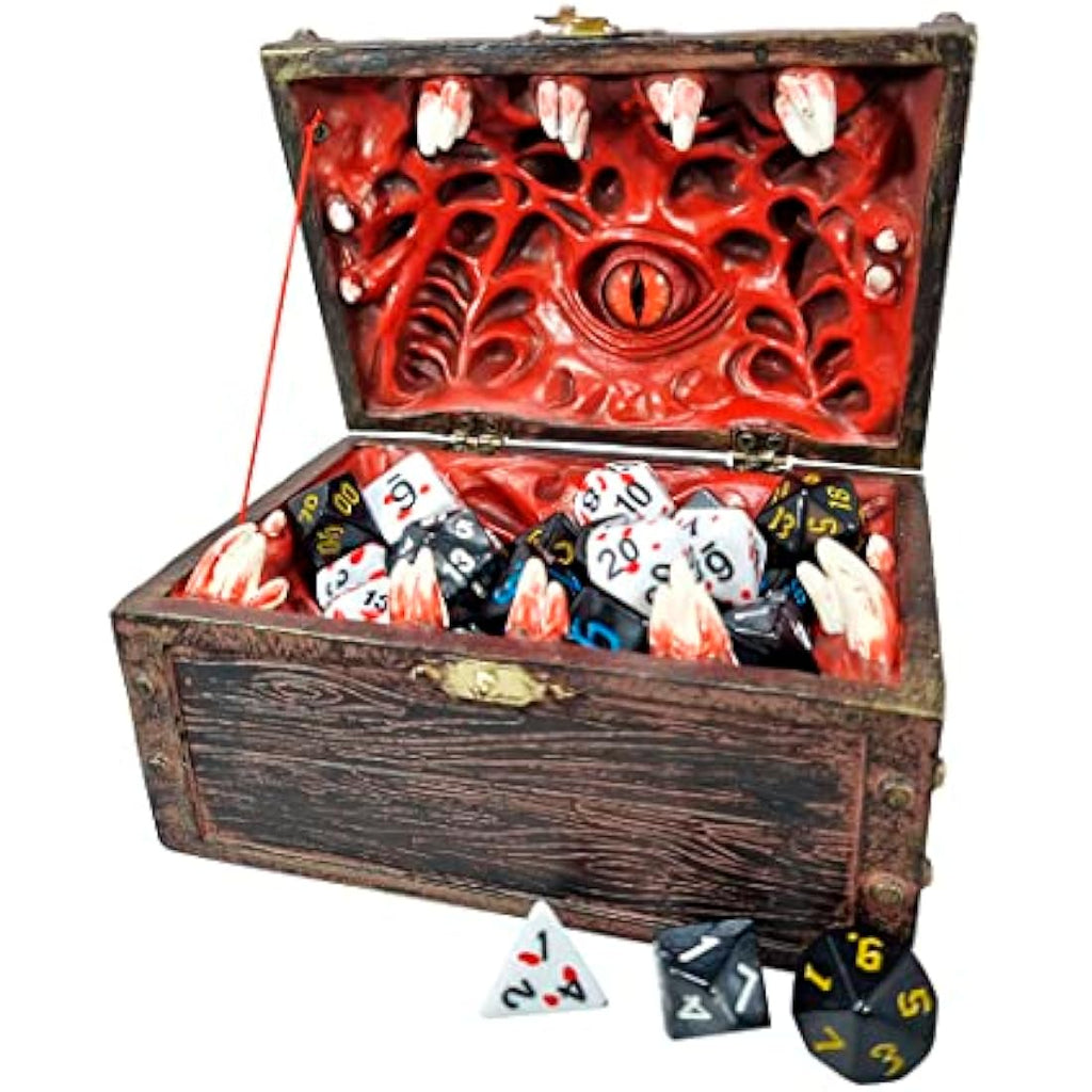 Power Beast Mimic Chest Dice Storage Box with Glass Eye - D&D RPG Gear