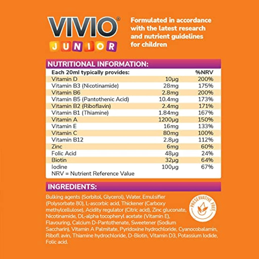 VIVIO Junior Multivitamin Tonic for Kids – Immune & Cognitive Support